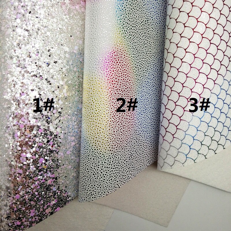 Roze Glitter Stof, Mermaid Gedrukt Synthetisch Leer, caviar Faux Lederen Lakens Voor Boog A4 21X29 Cm Twinkling Ming XM025E: 1 set