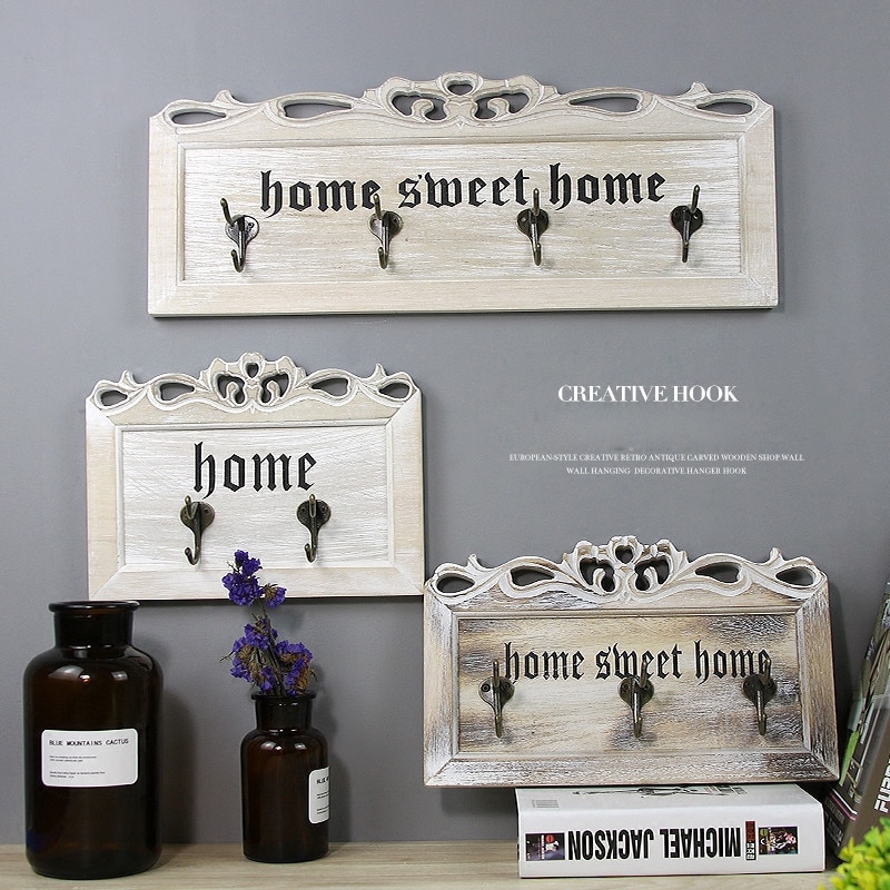 Wall Wooden Key Holder, Decorative Key organizer with Hooks,Coat Hooks, Custom Wedding Housewarming Anniversary