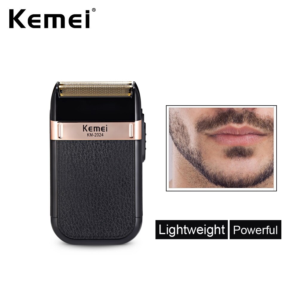 Kemei KM-2024 Electric Shaver for Men Twin Blade Waterproof Reciprocating Cordless Razor USB Rechargeable Shaving Machine