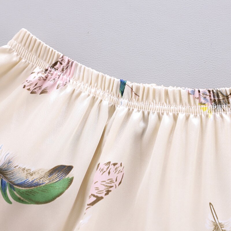 Lente En Herfst Baby Kids Meisjes Jongens Feather Print Nachtkleding Set Lange Mouw Blouse Tops Slaap Broek
