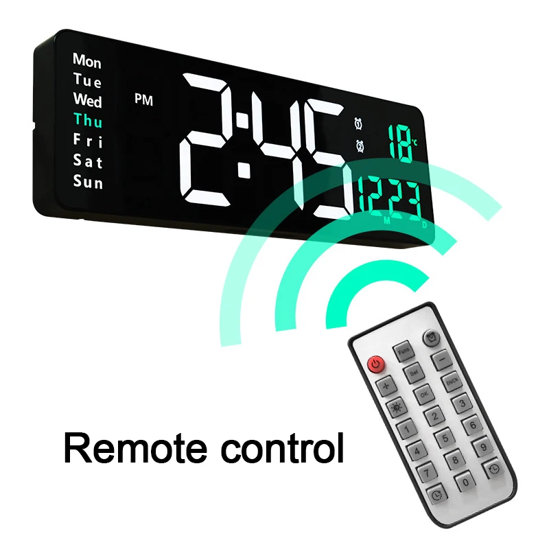 Xiaomi grande horloge murale électronique télécommande température Date mise hors tension mémoire horloge de Table murale double alarmes LED numérique