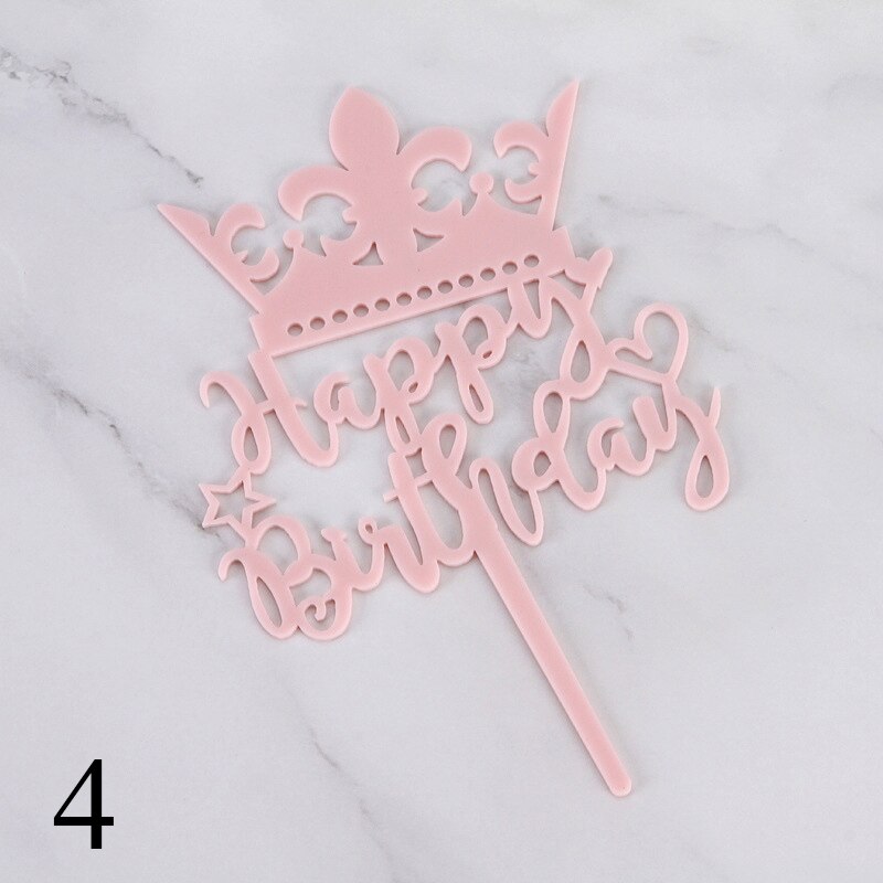 Mirror Acrylic Cake Topper Cute Crown Happy Birthday Letters Cake Topper For Kids Birthday Cake Decor Baby Shower Cake Topper