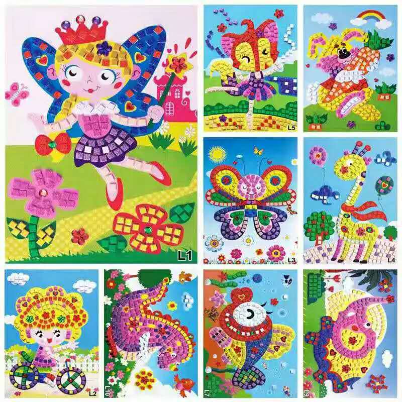 DIY Diamond Stickers Handmade Crystal Paste Painting Mosaic Puzzle Toys Kids Child Stickers Toy Mosaic Crystal Stickers