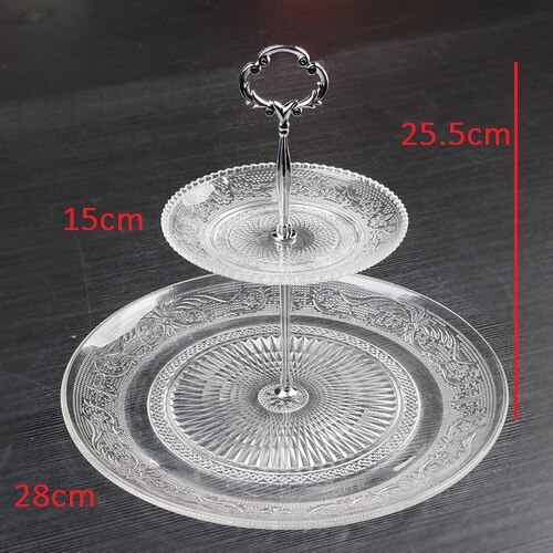 2 or 3 Layer Glass Cake Stand Modern Candy Snack Fruit Plate Afternoon Tea Dessert Display Rack Shelf Home Decor mx11161730: Silver-C