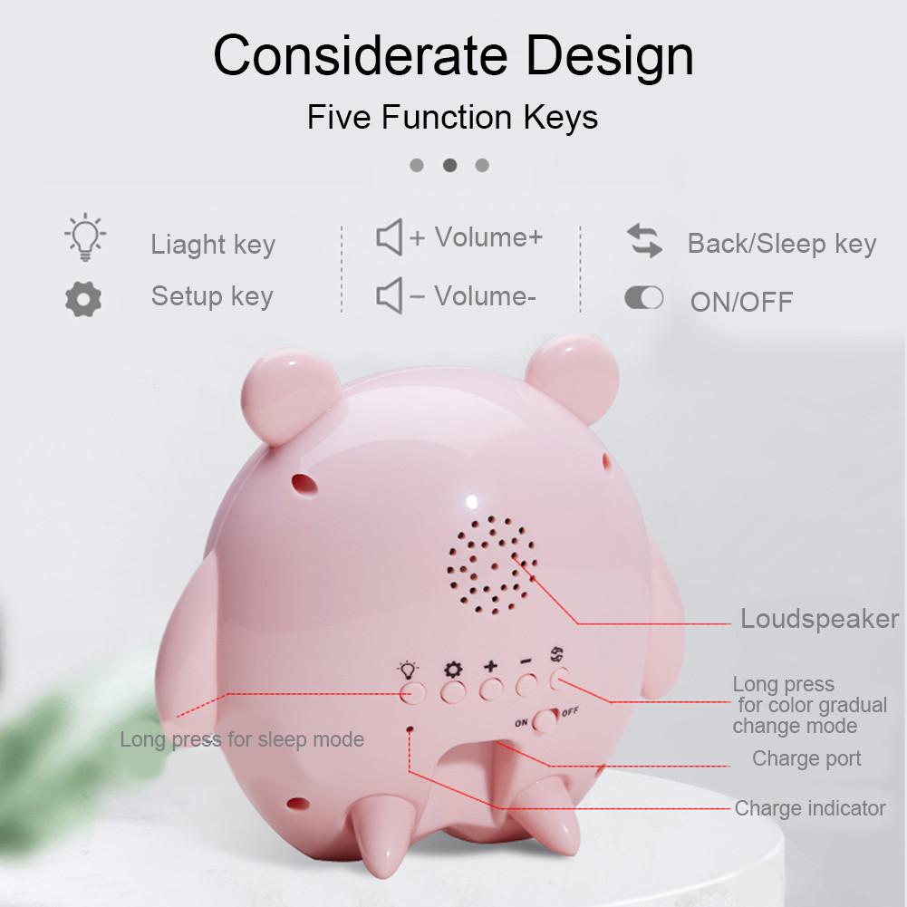 Schattige Beer Nachtkastje Wekker Nachtlampje Rgb Wake Up Lights Motion Sensor Muziek Lamp Voor Kinderen Baby Kinderen slaapkamer Decor