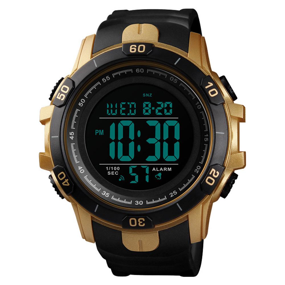 Skmei 1475 Man Horloge Outdoor Sport Digitale Display Waterdicht Horloge Night Lichtgevende Alarm: Golden
