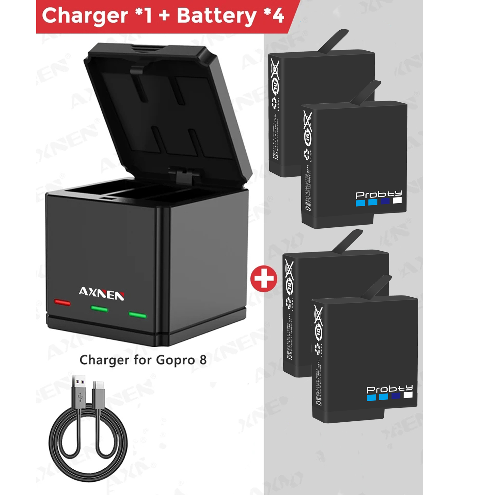 For GoPro Hero 7 hero 6 hero 5 Black Battery or Triple Charger for Go Pro Hero7 6 hero5 Black camera battery: RED