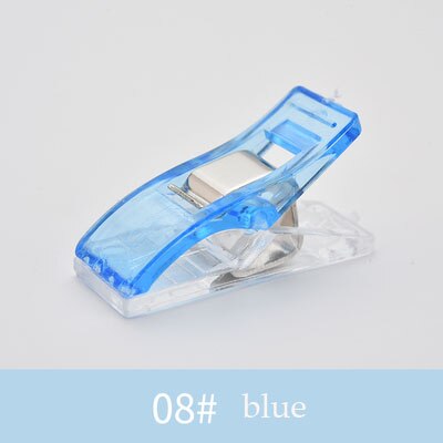 10 st syklämmor flerfärgade plastklämmor tygklämmor lapptäcksklämmor klädklämmor hållare quiltklämma syverktyg: Blå 10 st