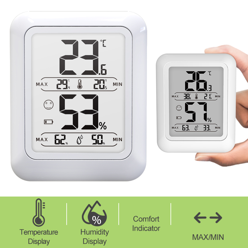 LCD Digital Thermometer Temperature Humidity Sensor Hygrometer Thermometer Detector Indoor Outdoor Home Weather Station: PT19DE with Max Min