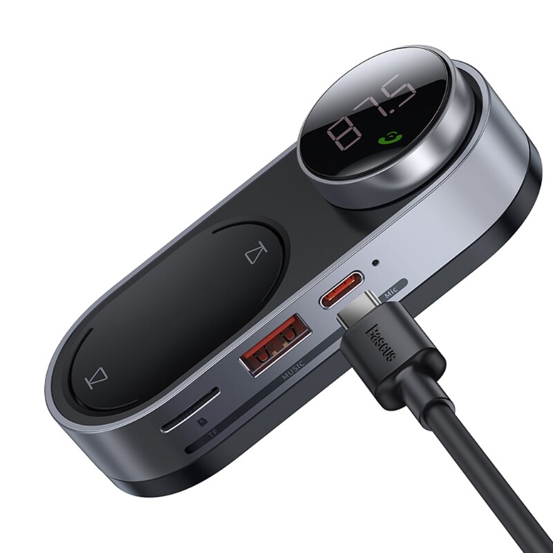 Solar Car FM Transmitter Bluetooth-compatible 5.0 Car Kit Wireless Audio Receiver Aux Handsfree MP3 Player USB Charger