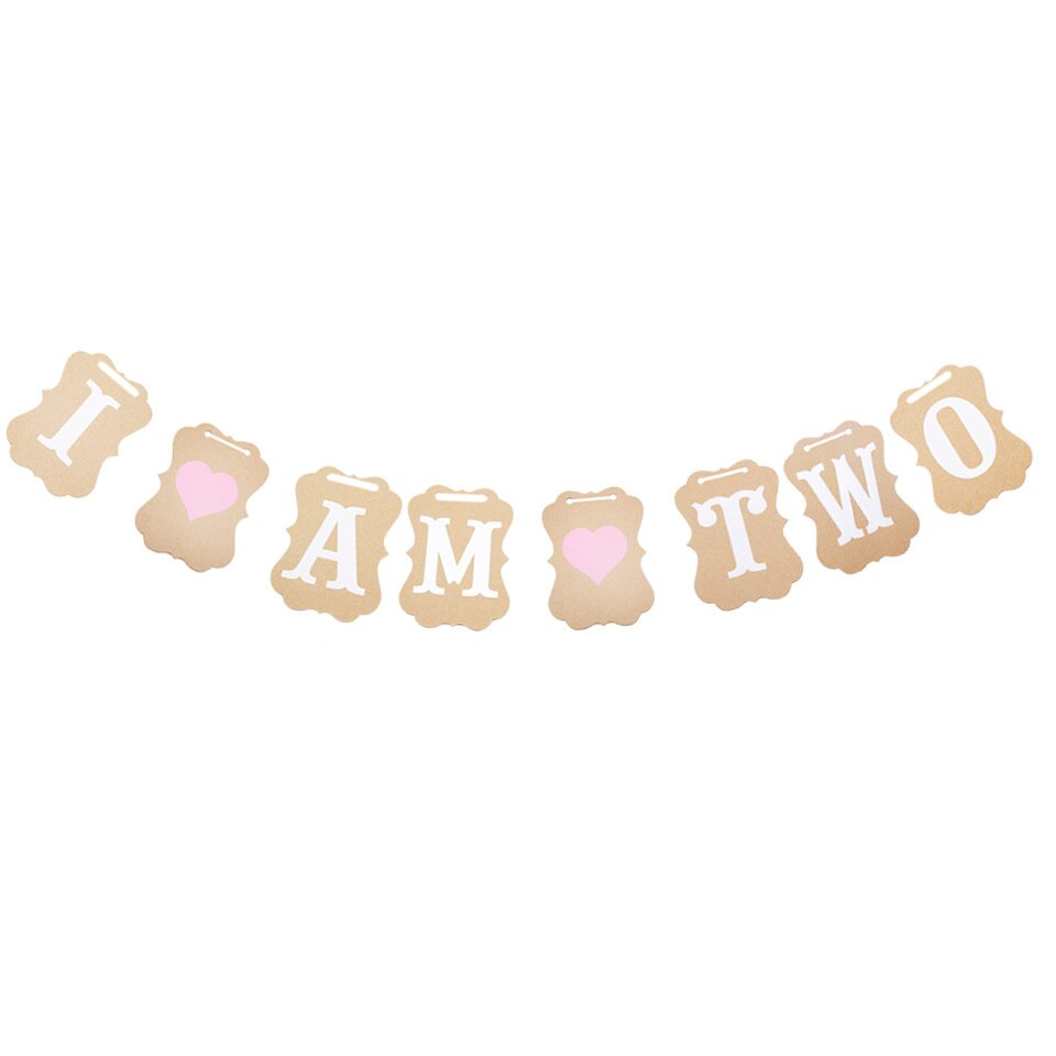 Baby Douche 1st Verjaardag IK BEN EEN Banner Papier Kraft Baby Jongen Meisje Mijn eerste Partij Decoratie Een Jaar Verjaardag DIY Supplies: i am two pink