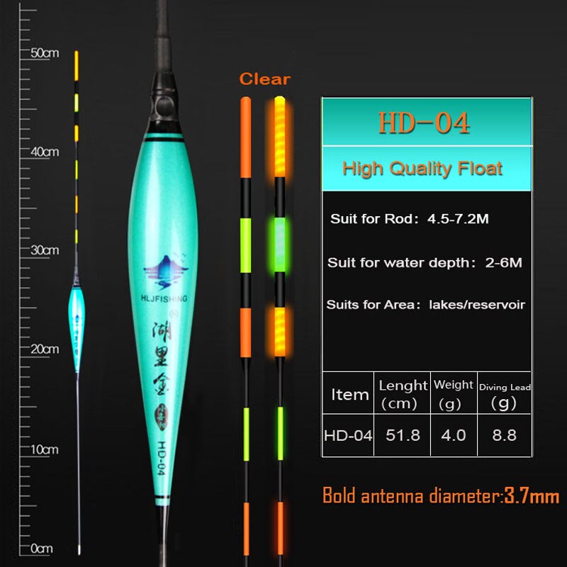 WLPFISHING Fishing Floats Electric Floats Big Buoyancy LED Luminous Floats High Brightness Fishing Bobbers For Big Fish: HD04 Float (8.8g)