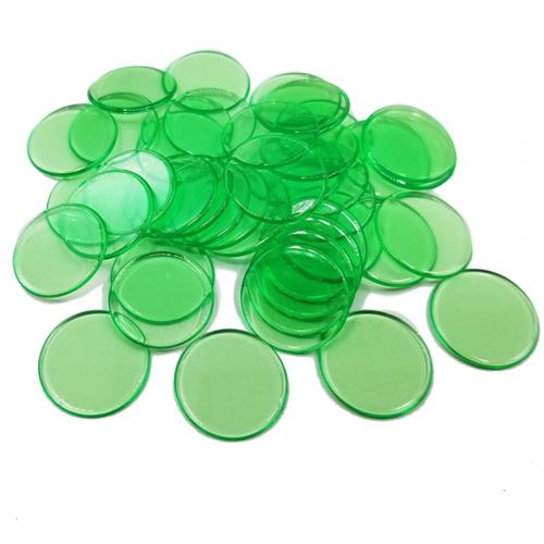 100 stk 19mm børn bingo chips gennemsigtige farver tælle matematik spil tællere markører plast børn undervisning tilbehør giftfri: Græsgrøn