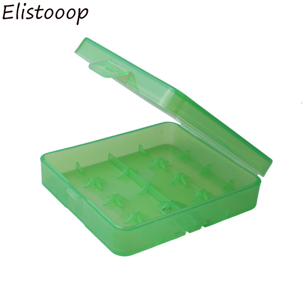Battery Storage Box Case for 4 x 18650 Batteries Store Boxes Holder Transparent Container: green