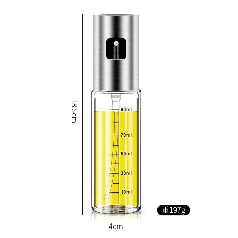 Olive Oil Spray Bottle Pump Oil Pot Grill BBQ Sprayer Stainless Glass Oil Dispenser BBQ Kitchen Accessories: S with scale