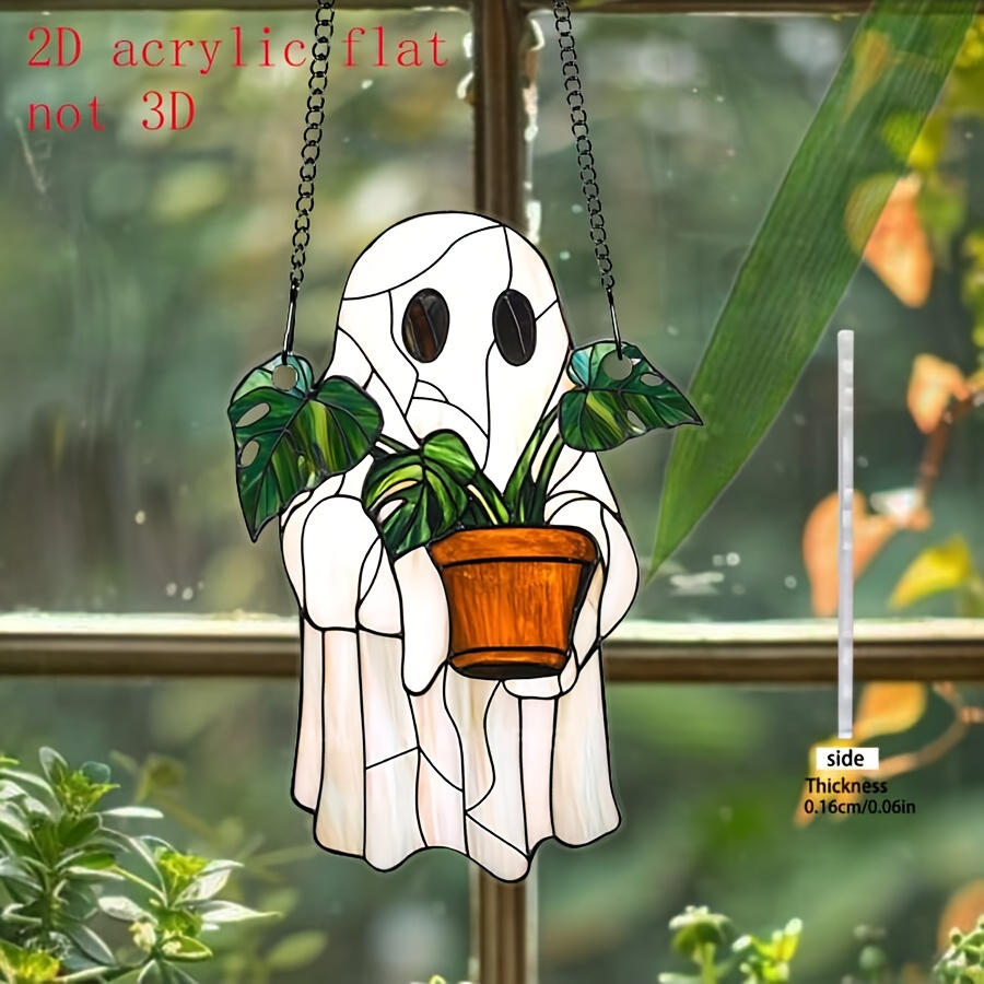 2D flache, gotische Halloween-Fenster-Buntglas-Dekoration – Spukhaus-Ästhetik, detaillierte Handwerkskunst