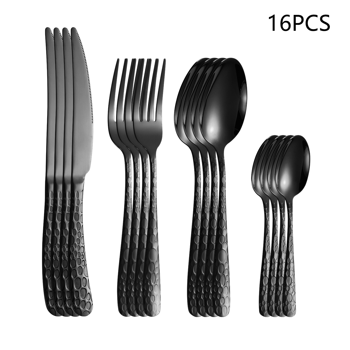 Couverts, couteaux, fourchettes et cuillères en acier inoxydable noir, ustensiles de cuisine pour la maison, vaisselle de dîner de 4/6/16/24 pièces: YELLOW