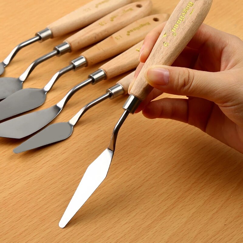 Edelstahl Palette Schaber Messer Verschiedenen Größen Ziehen Spachtel Flexible Klingen Für Aquarell Öl Gouache Künstler Malen Werkzeug
