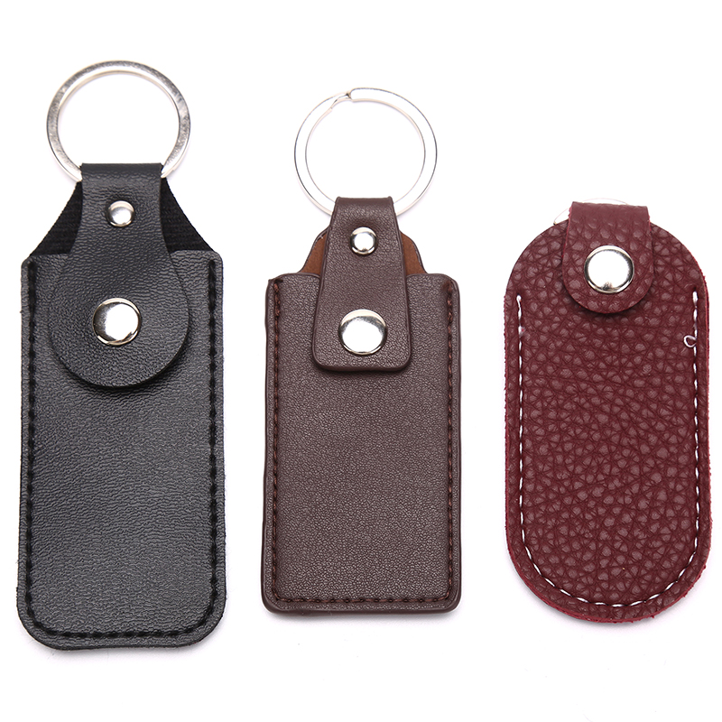 1pc estojos de couro pu para pen drive, chaveiros, bolsas de armazenamento para disco u com fecho, capa protetora, porta-chaves 10*4cm