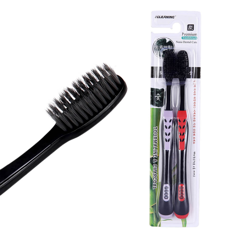 2 unds/pack negro bambú cepillo de dientes Eco cepillo amigable Diente de carbón cepillo de dientes Nano cepillo de dientes adultos