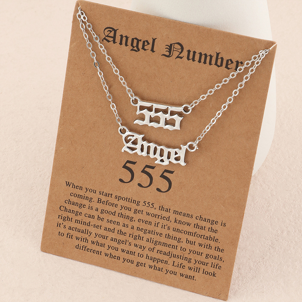 Minimalistische Angel Nummer Ketting 111 222 333 444 555 777 Zilver Kleur Choker Ketting Voor Vrouwen Mannen Lucky Nummer Ketting sieraden: 555