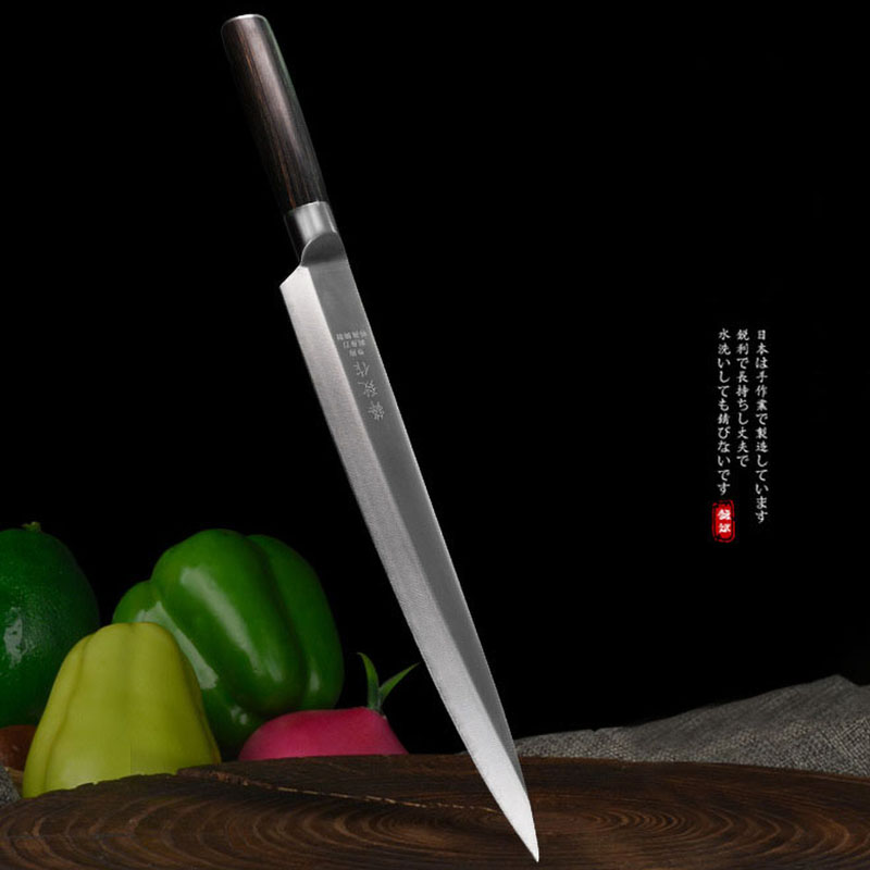 Japanese Sashimi Knife 6Cr16MoV Steel Sharp Slicing Fish Sushi Filleting Cleaver Kitchen Knives Wood Handle 9.5/11/12 Inch