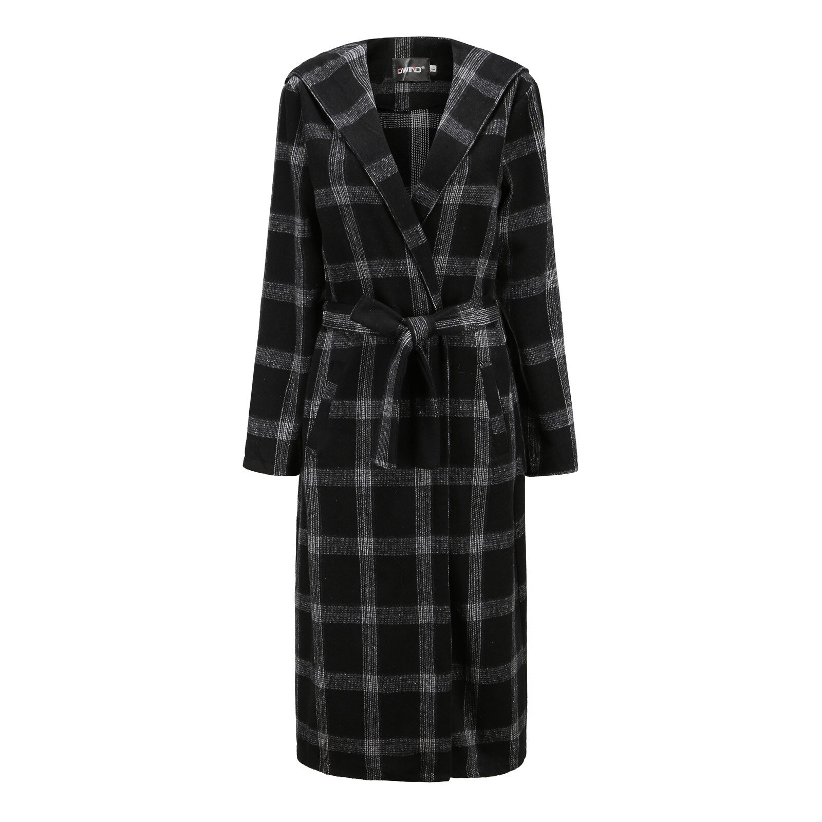 Femmes Plaid hiver à capuche manteau Trench veste mince longue pardessus vêtements d'extérieur automne Parkas basique vestes # js5: S