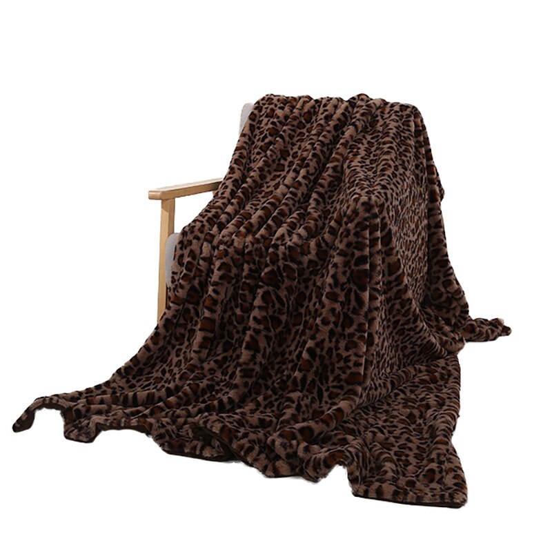 léopard couverture longue Shaggy fourrure floue fausse fourrure confortable avec moelleux Sherpa adulte couvre-lit canapé jeter des couvertures