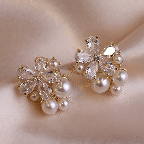 2022 neue Koreanische Luxus Kristall Zirkon Blume Zucht Ohrringe Für Frauen Elegante Metall Gold Ohrringe Mädchen Partei Schmuck: Stil7