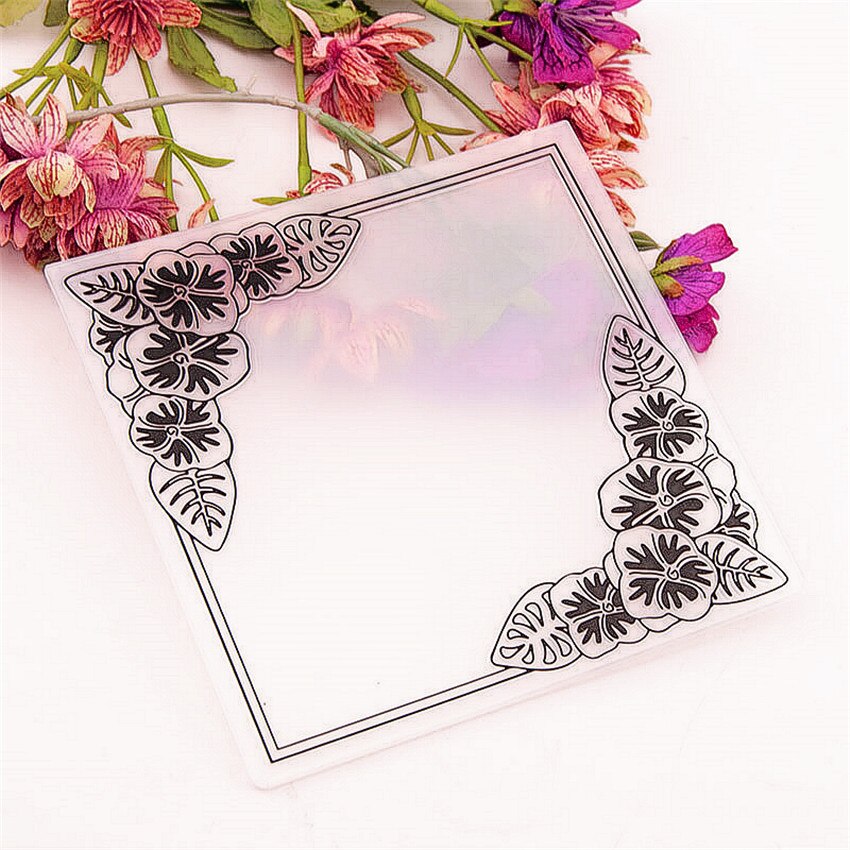 15x15 flower border Embossing folders Plastic bump Scrapbooking DIY Template Fondant indentation Cake Photo Album Card Make