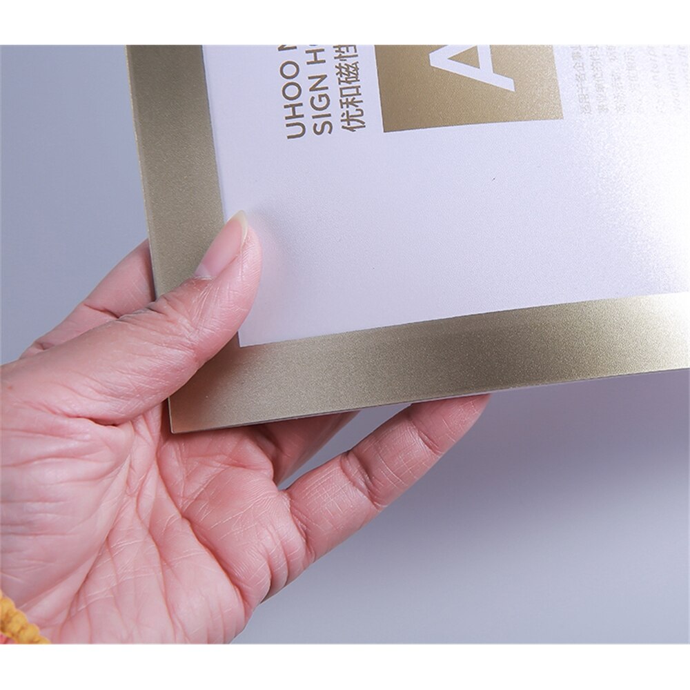 A5 Document Display Silver Gold Self-adhesive Fridge Magnets Photo Picture Pocket Frame Border for Refrigerator