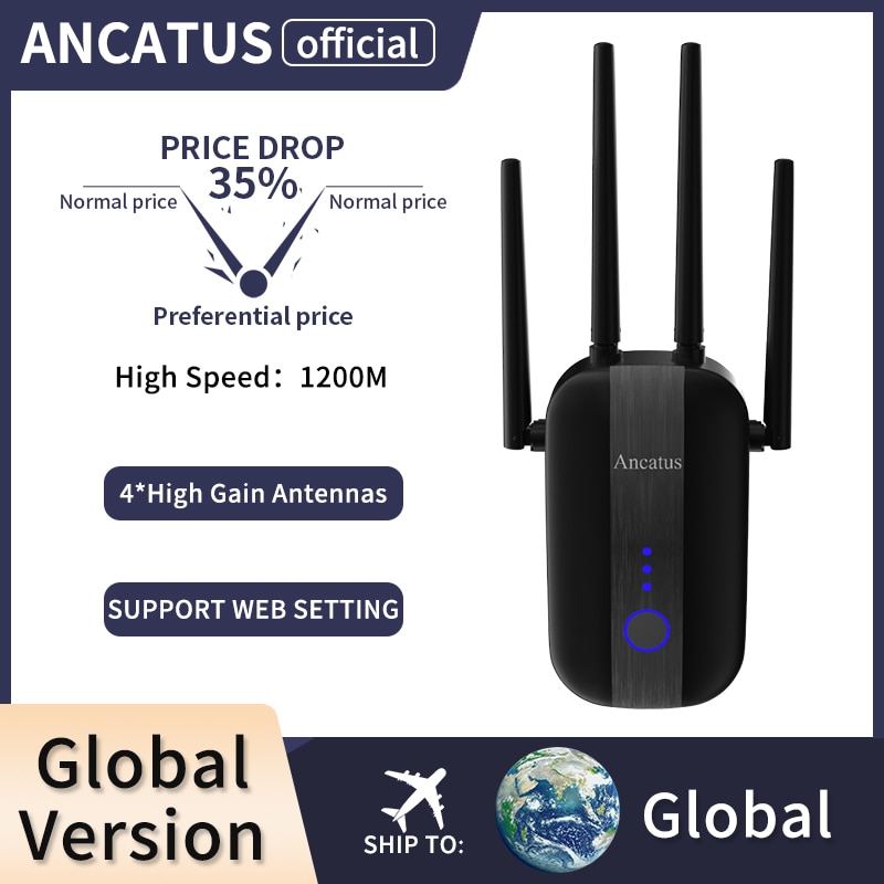 ANCATUS – répéteur Wi-Fi sans fil A2 1200Mbps 2.4G/5GHz, 802.11ac, routeur puissant longue portée, amplificateur de Wifi Wlan