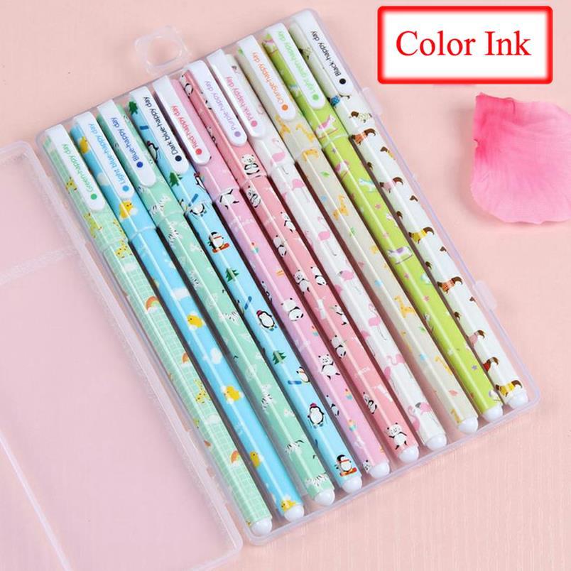 10 unids 6 unids kawaii flor colorida Cancillería gel pluma material escolar oficina papelería papelaria canetas coloridas color de la pluma 04083: 5