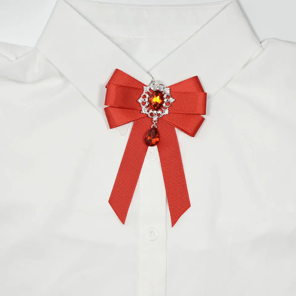 I-remiel, broche con lazo de cinta roja a la , tela de cristal con diamantes de imitación, arte de tela, alfileres y broches para vestido de boda de lujo, para mujer