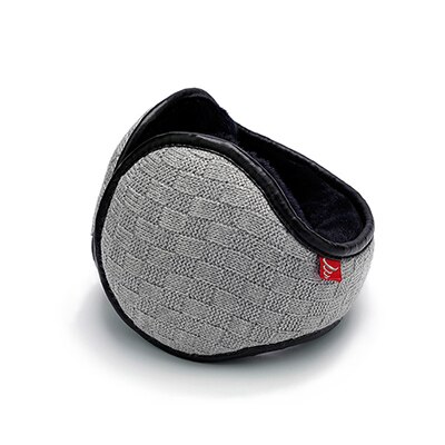 Brand Winter Knitted Earmuffs for Men Women Foldable Ear Warmers Ear Bag Adjustable Warm Plush Earmuffs Earflap Back Wear: Grey lattice