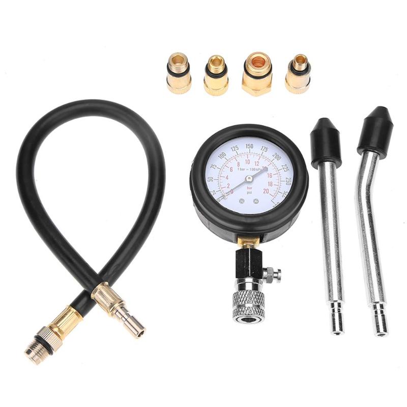 Kit de probador de presión para Motor, Motor de gasolina, cilindro de Motor de gasolina para coche y motocicleta, con adaptador