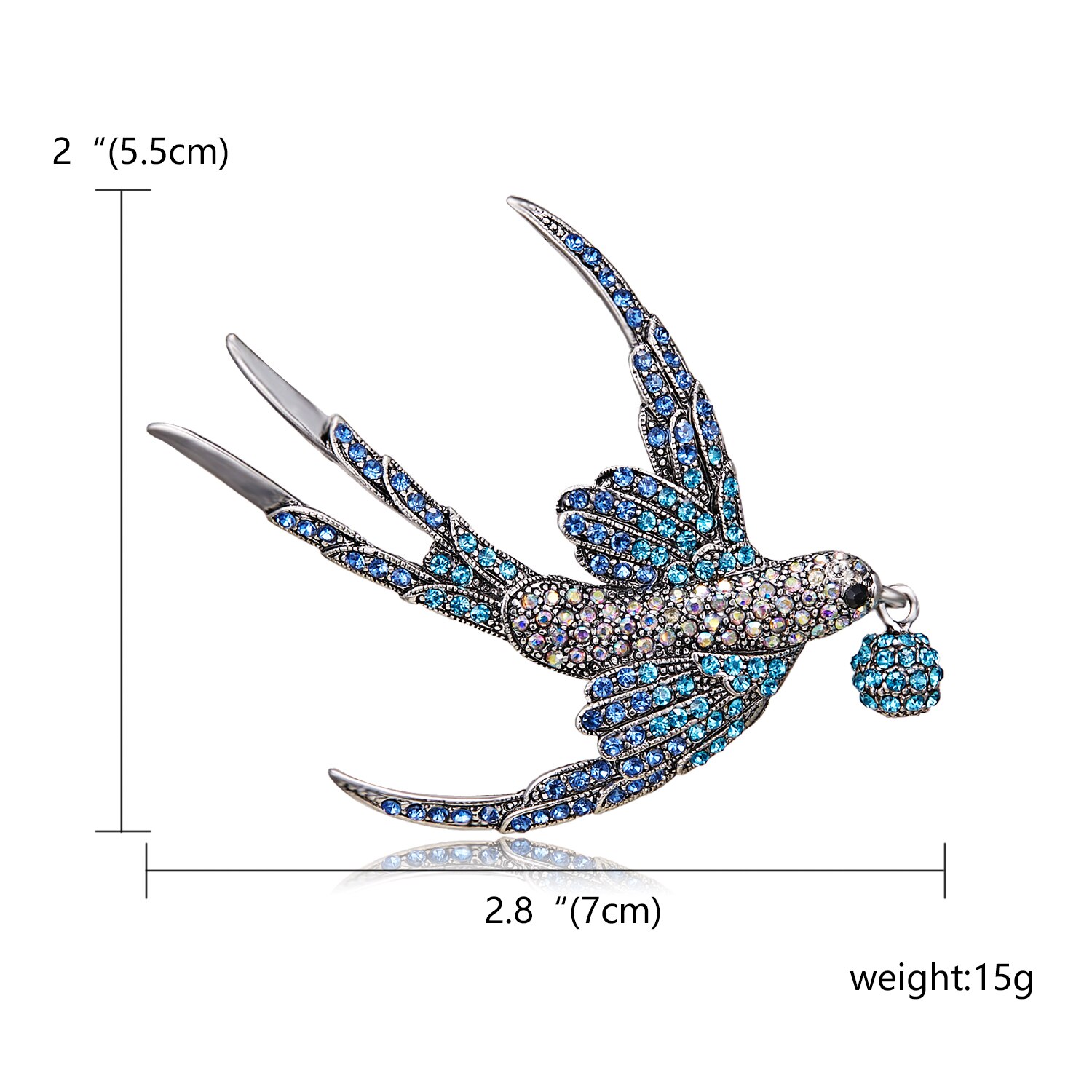 Rinhoo – broche d'oiseau volant en strass pour femmes, perles rondes, Animal, colibri, Badge Corsage: Couleur or