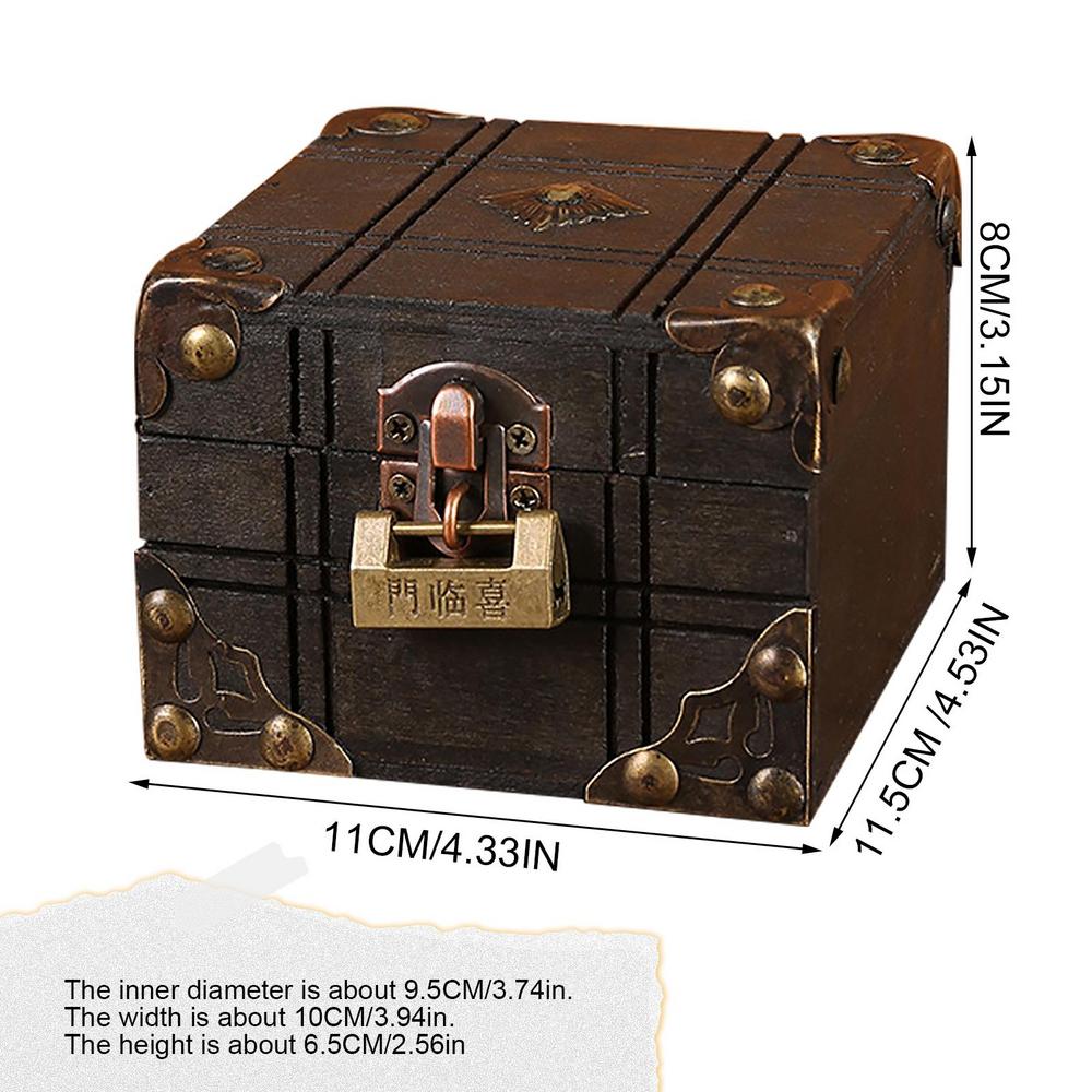 1Stck Mini Holz Lagerung Kasten fallen Schmuck Manschettenknöpfe Brust Kleines Jahrgang Schatz sperren-Kasten Schreibtisch-Organizer Für Heimat freundlicher: Beige