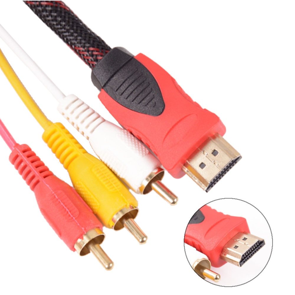 1.5M Conversion Converter HDMI to RCA Cable HDMI Male to 3 RCA AV Male AV Composite Male M/M Connector Adapter Cable Cord