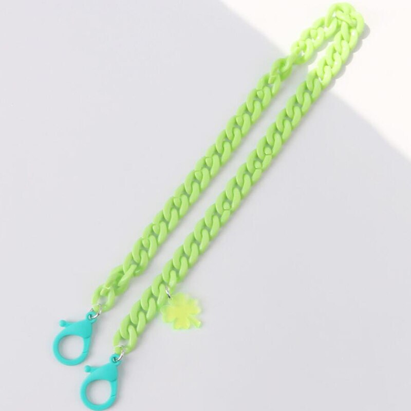Collar de cadena antipérdida de longitud ajustable para mujer y niño, cadena para cuello, accesorios, collares de acrílico, correa de seguridad: green