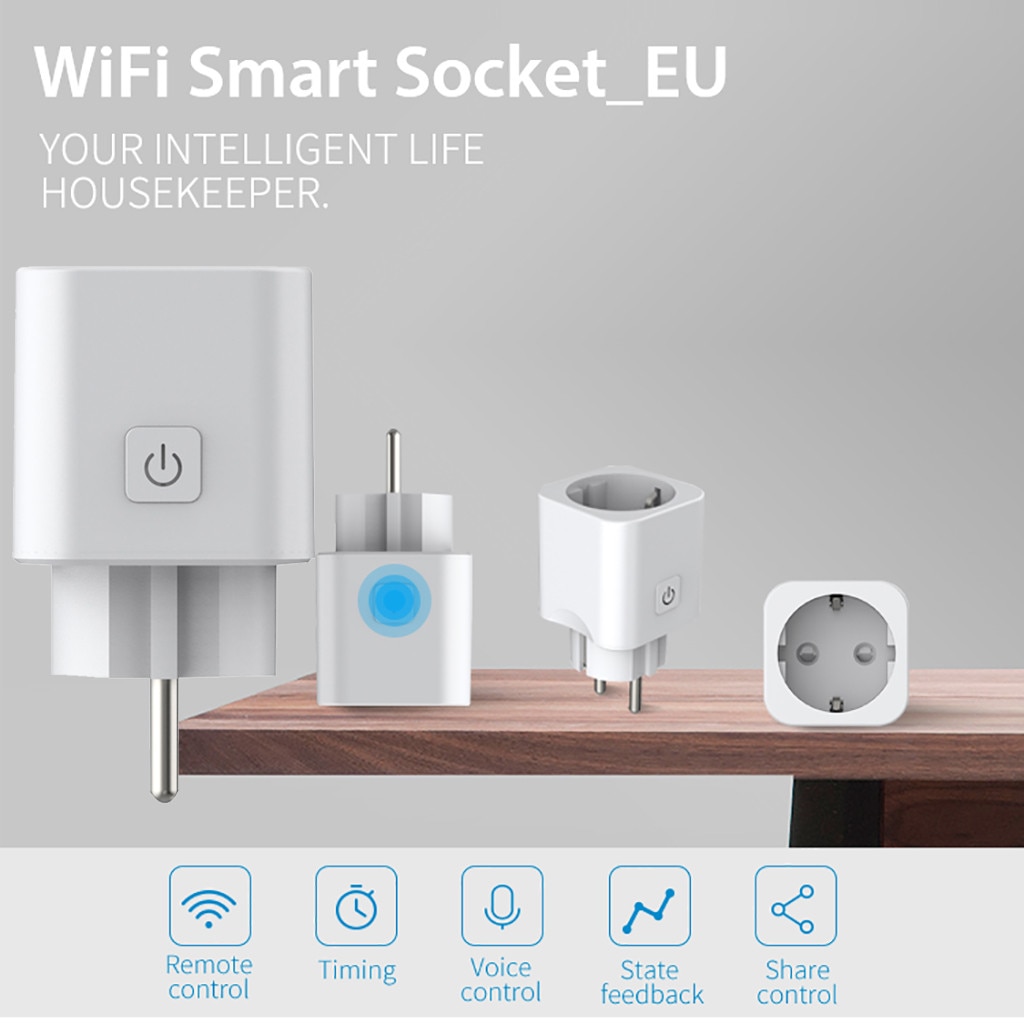Verstelbare Power Universele Smart Mini WiFi Plug Outlet Switch werken met Echo Alexa Google Home Remote EU Plug