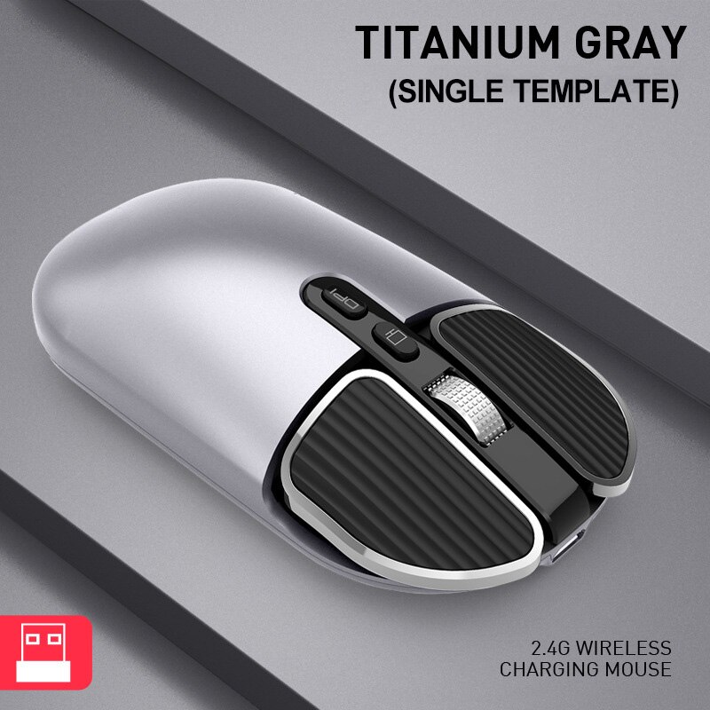 Dual Modus 2,4G USB Bluetooth Wireless Mouse Ergonomische Stille Wiederaufladbare Mäuse Für Computer Büro Laptop PC: 2.4G Gray