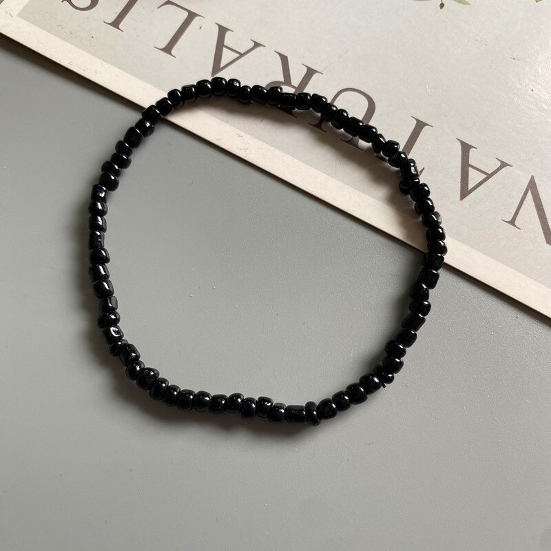 Tobillera colorida para mujer, pulsera de pie con cuentas de semillas diminutas, Color amarillo, rosa y azul, joyería bohemia de verano: E