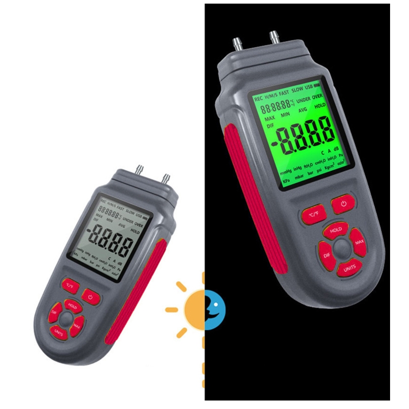Digital Handheld Manometer HVAC Air Vacuum/ Gas Differential Pressure Gauge Meter Tester 100 Groups Data Storage Meter