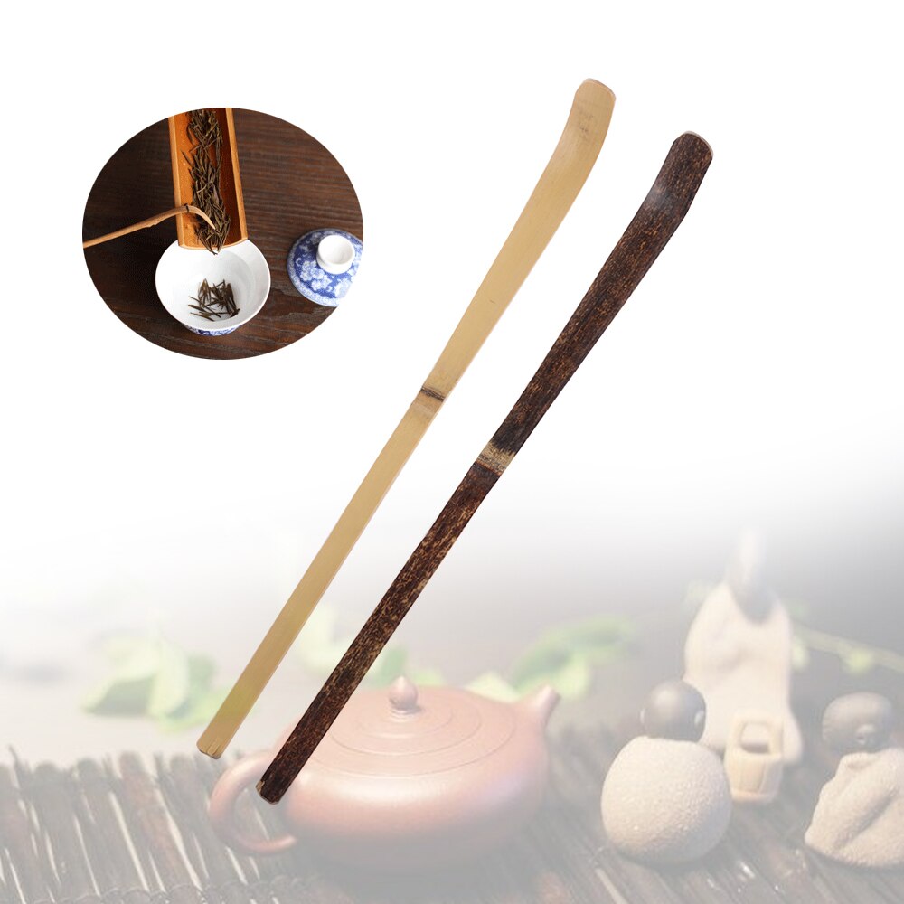 1PC Schwarz Bambus Holz Tee Stöcke Matcha Löffel Blatt Spachtel würzen Gerät Tee Schalen Kochen Utensil Teegeschirr Küche Werkzeug
