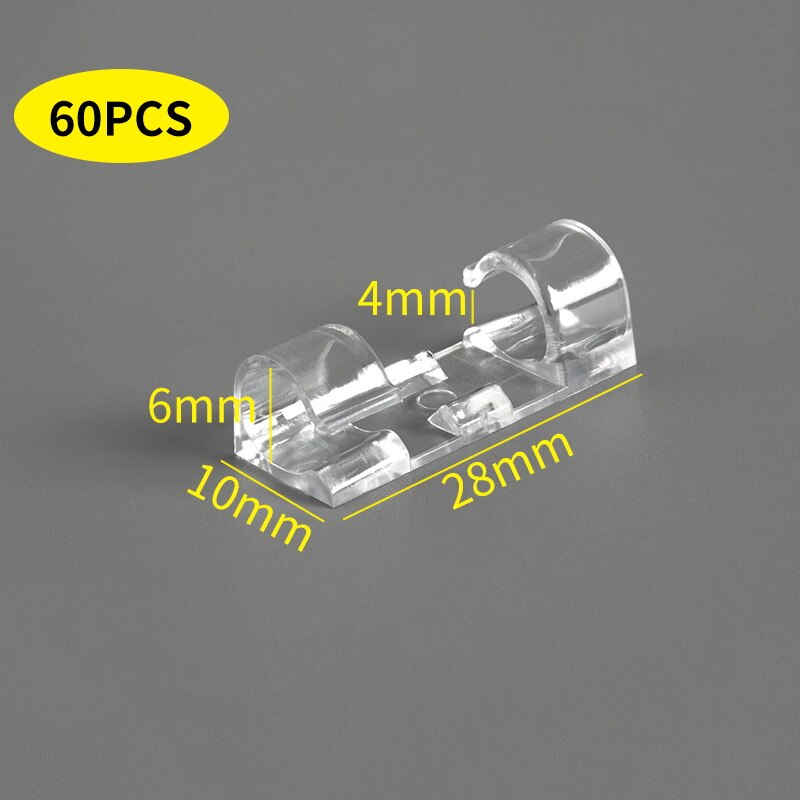 Universal Cable Organizer USB Cable Winder Wire Storage Manager Desktop Cable Management Clips Charging Data Line Cord Holder: 3-6mm  60PCS