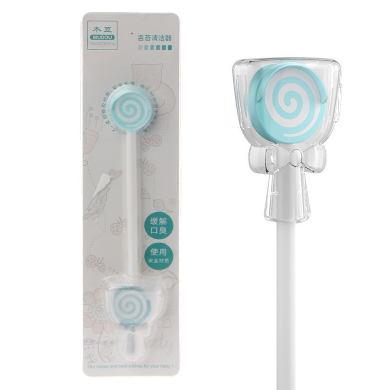 Lollipop bebê língua escova de limpeza criança língua raspador limpador cuidados com o bebê natal presente dos miúdos do bebê: green