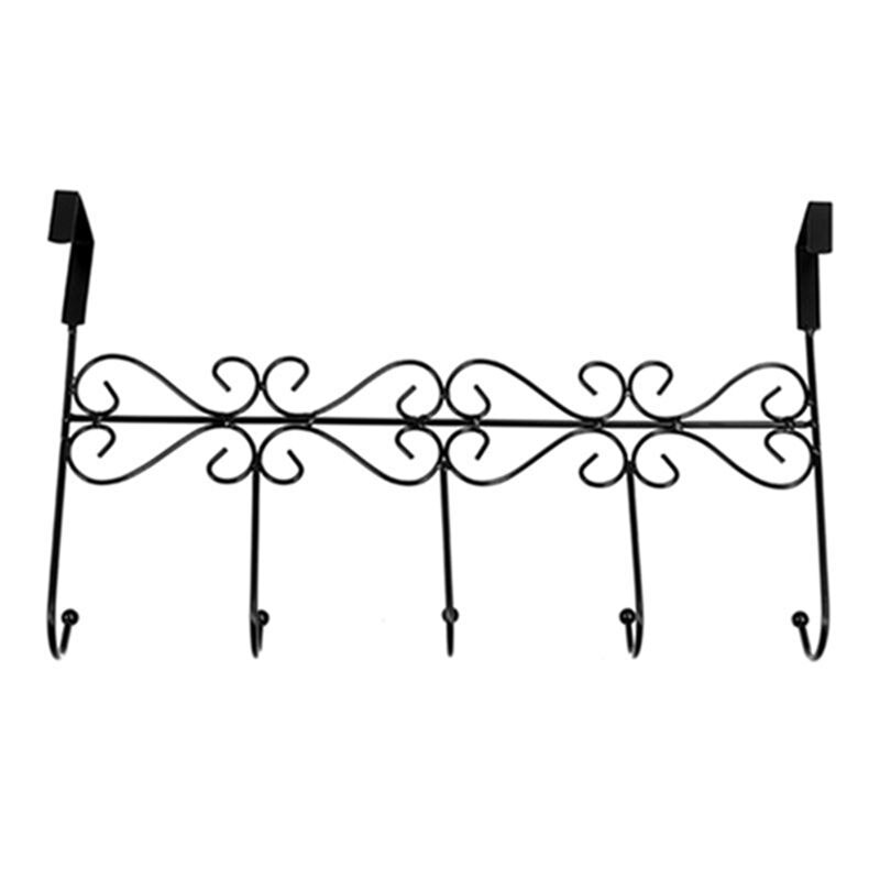 Hthl -5 deurs haken deur garderobekast kapstok haak strip wandgemonteerde garderobe kledinghaken zwart