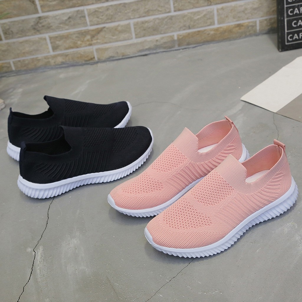 Damesneakers, åndbare mesh flade sko til kvinder, plus size sneakers, damesko, loafers