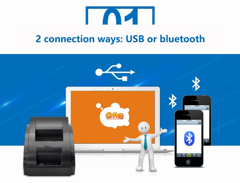 58mm thermal receipt printer bluetooth wireless desktop printer 2 inch ios android USB windows high speed thermal printer JP-58H